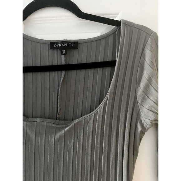 Dynamite Ribbed Turquoise-Blue Dress - Picture 7 of 8